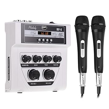 MF-8 ni Sound o xer Stereo Echo xers Dual c Inputs Support BT Recordin MP3 Function with 2 Set Wired Handheld crophones for TV PC Smartphone Live Strea n Online Karaoke