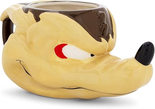 Silver Buffalo Looney Tunes Wile E. Coyote - Taza de cerámica esculpida en 3D, taza de café grande para expreso, té, capacidad para 20 onzas