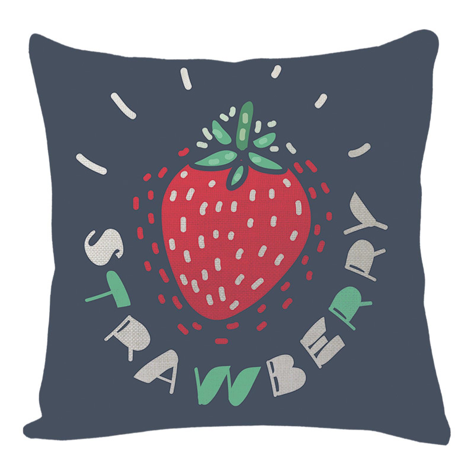 Wazylphin Cushion Covers Strawberry Grey Pillow Cases Cotton and Linen Cushions with Covers Included Zipper Sofa Cushions Soft Pillowcase Living Room Pillow Cover Bedroom Cushion Cover 45x45cm/1 Pack