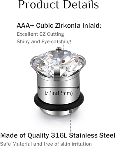 Miniatura 2 de FECTAS Calibre de oído dilatador tapones con anillo tórico piercing joyería plata 00G