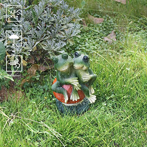 Udensep Frog Garden Statues Outdoor Decor Resin Couple Frogs Sitting On Mushroom Statue Waterproof Outside Frog Figurines For Yard Patio Lawn Decorations #TOP2