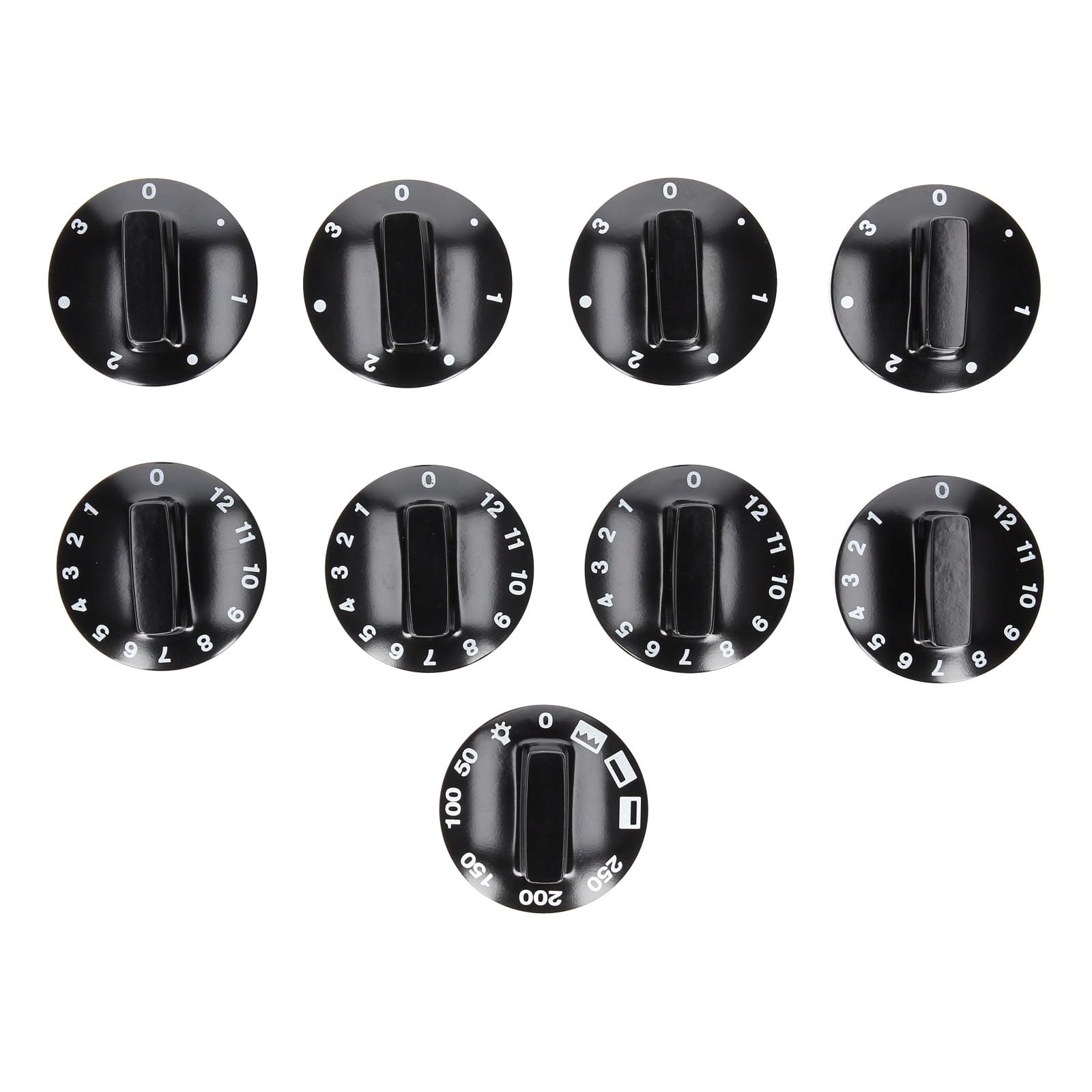 LUTH Premium Profi Parts Drehknopfset 9-Teilig Schwarz Universal für Herd Europart