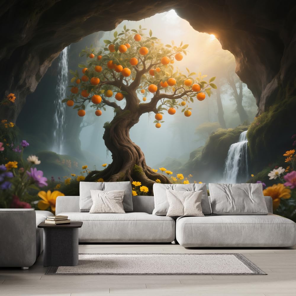 Mural de pared para dormitorio Árbol Flor Bosque Vinilos de pared impermeables autoadhesivos grandes Paisaje Natural Póster para sala de estar habitación infantil fondo de TV 200x140cm