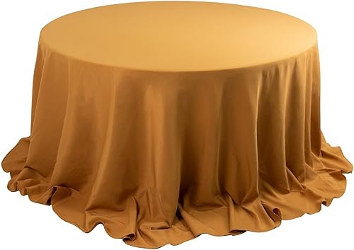 Miniatura 2 de Mantel redondo de poliéster de 132 pulgadas, color terracota de alta calidad, para bodas, fiestas, banquetes, recepciones, eventos, cocina, comedor