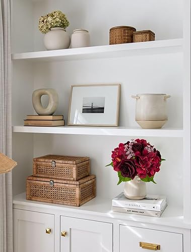 Miniatura 5 de Flores artificiales de hortensias azules de 12 pulgadas, ramo de flores de hortensias azules falsas para centros de mesa de boda, decoración floral,