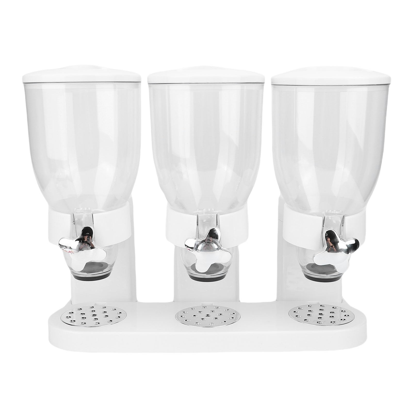 Dispenser per Alimenti Triplo, Dispenser per Alimenti Secchi in Plastica, Dispenser per Cereali da Banco, Contenitore per Cereali da Banco, Contenitore per Snack per Chicchi di (WHITE)