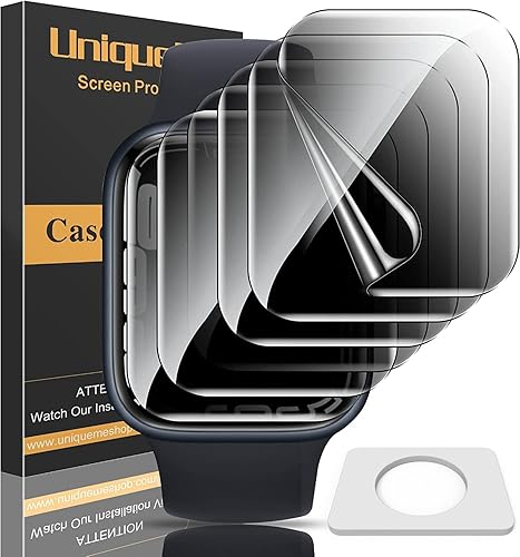 UniqueMe Paquete de 6 protectores de pantalla de privacidad de TPU compatibles con Apple Watch de 1.575 pulgadas, película flexible mejorada,