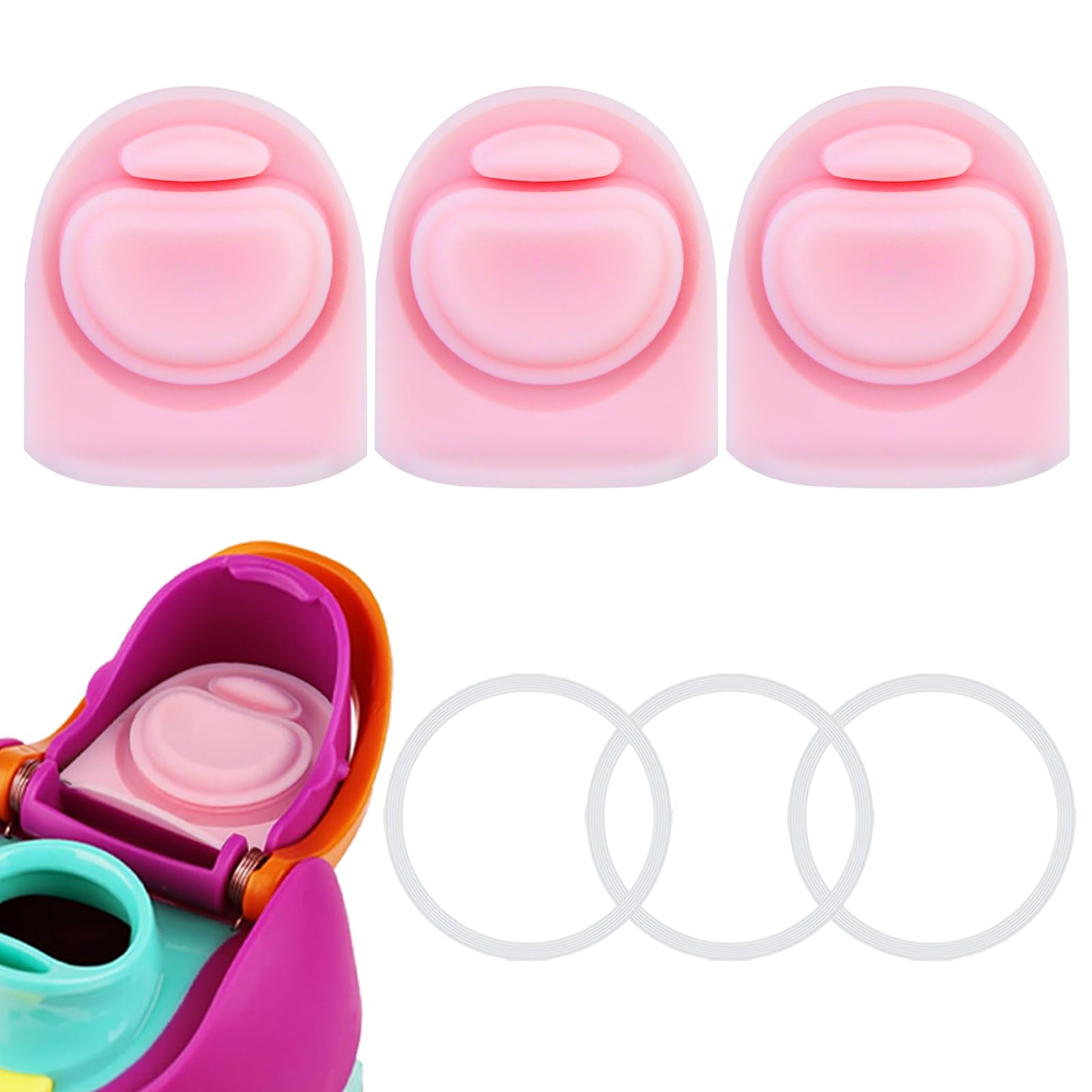 Frokolla 3 Sets Replacement Stopper and O Ring Gasket Compatible with Owala FreeSip 24oz 32oz,Water Bottle Lid Insert Cap Silicone Seal Parts for Owala 16/19/24/32/40oz Mouthpiece Accessories(Pink) โ image 1