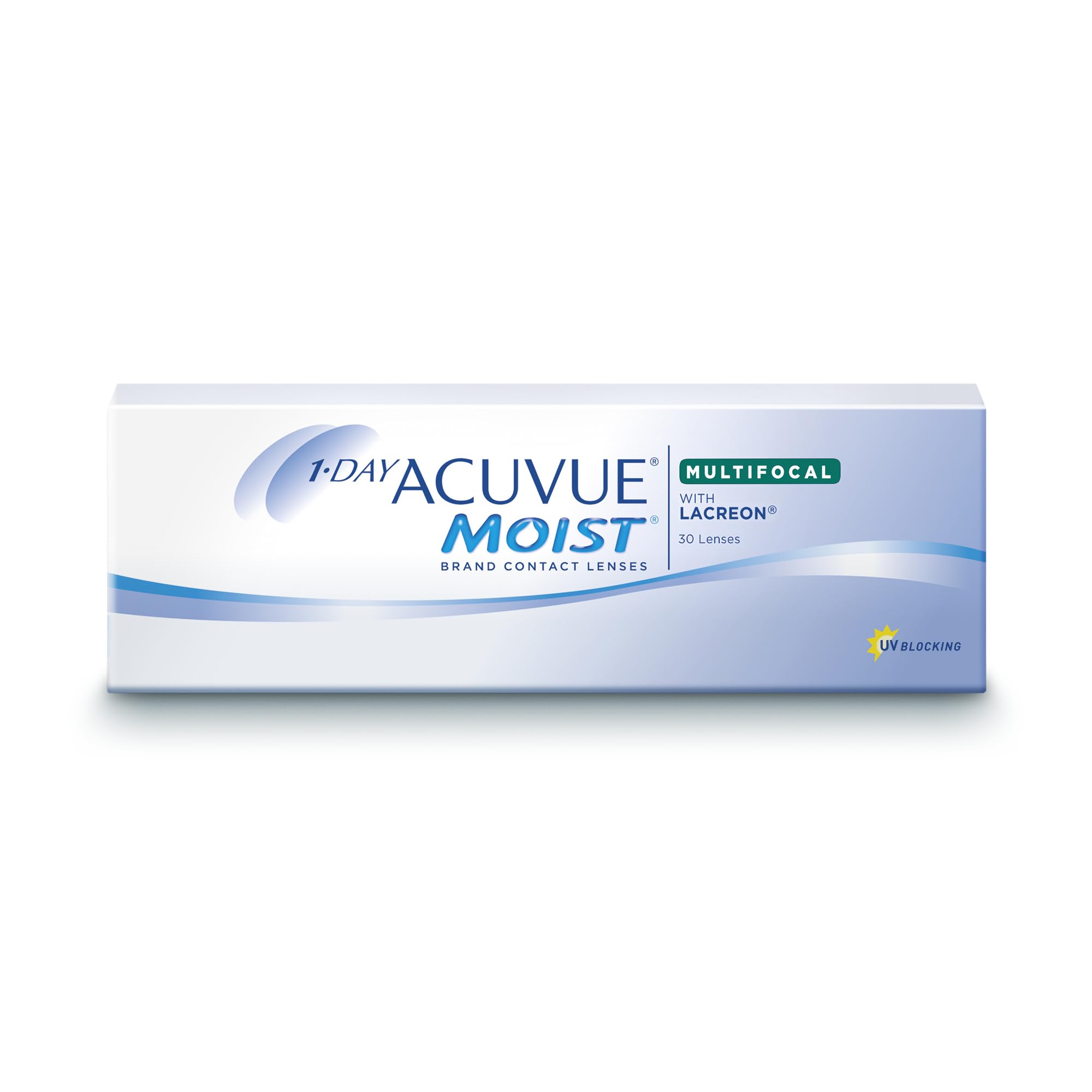 ACUVUE MOIST 1-DAY Multifocal Tageskontaktlinsen spenden Feuchtigkeit – Tageskontaktlinsen mit 3.75 dpt, Add. Niedrig und BC 8.4 – UV Schutz & Komfortables Tragegefühl – 30 Linsen