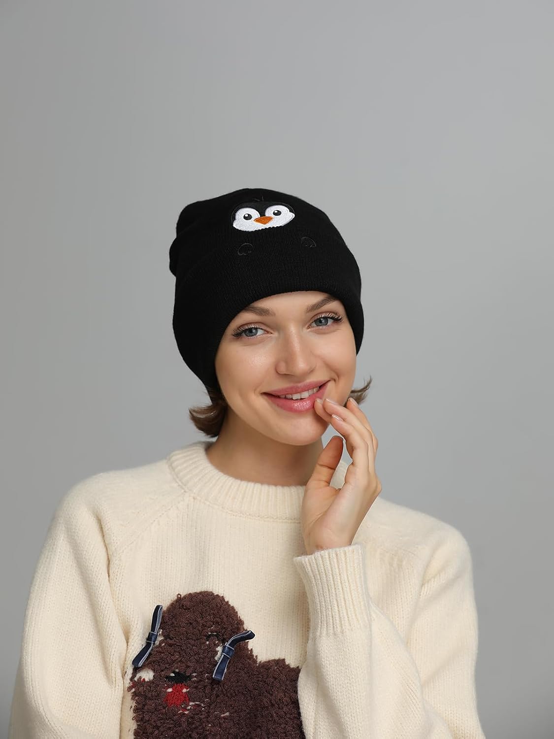 Penguin Gifts Embroidered Beanie Hat for Women Men Penguin Lovers Animal Birthday Christmas Stocking Stuffers Gifts - Image 3