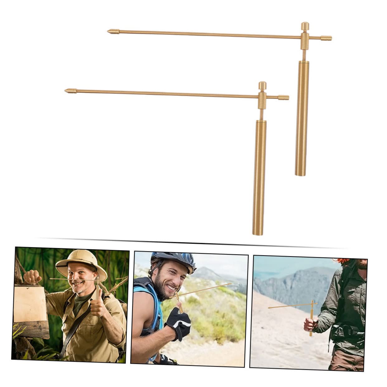 IMIKEYA 2pcs Copper Dowsing Rods Long Portable Water Divining Tool with Smooth Swinging Design for Accurate Detection Premium Copper Construction for Outdoor Use and Gift Giving