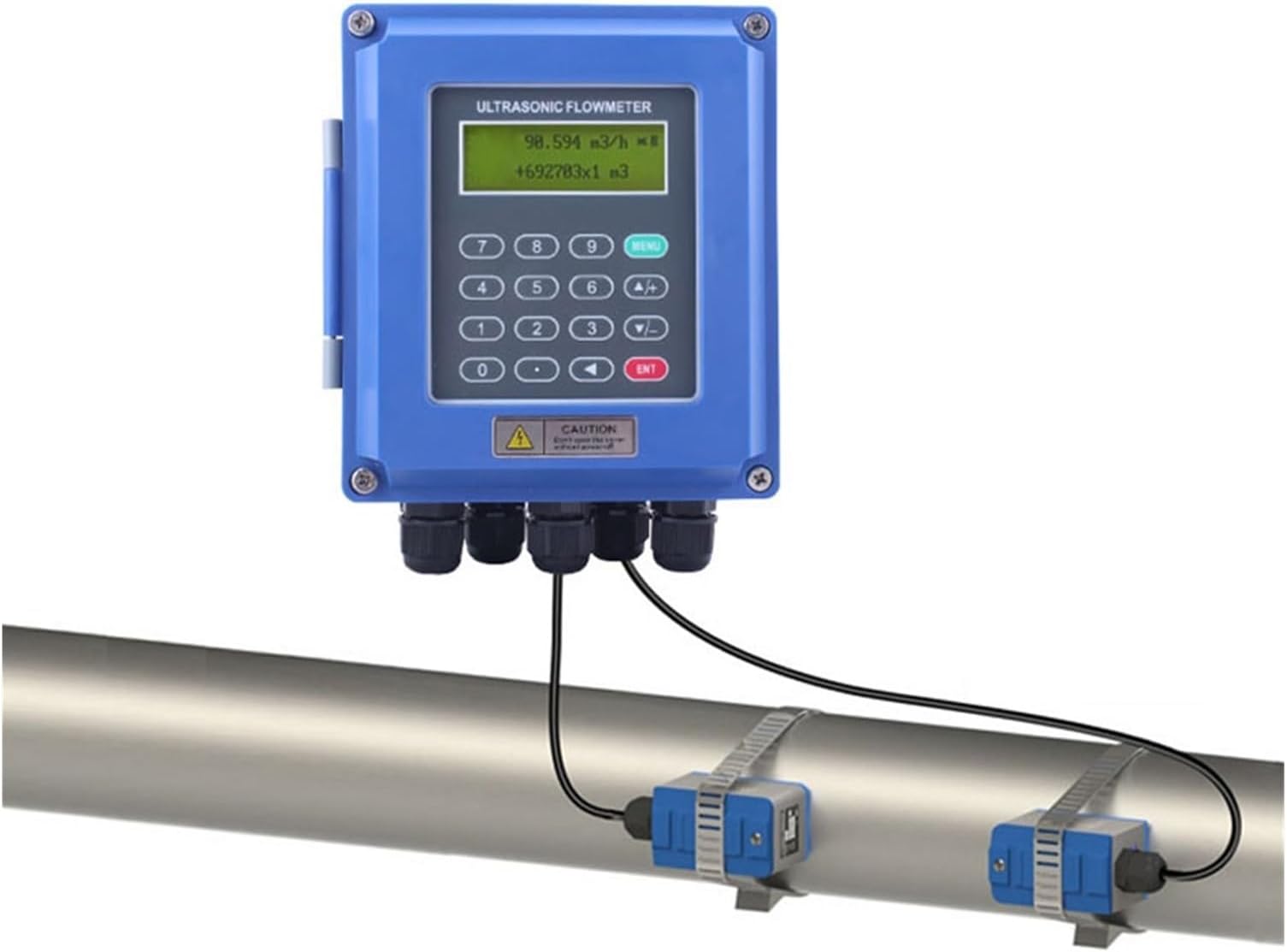 Ultrasonic Liquid Flow Meter Ultrasonic Water Flow Meter Digital Portable Ultrasound Detector Smart Liquid Hydraulic Oil Indicator 24VDC Clamp On Rate(DN300-DN6000(L3))