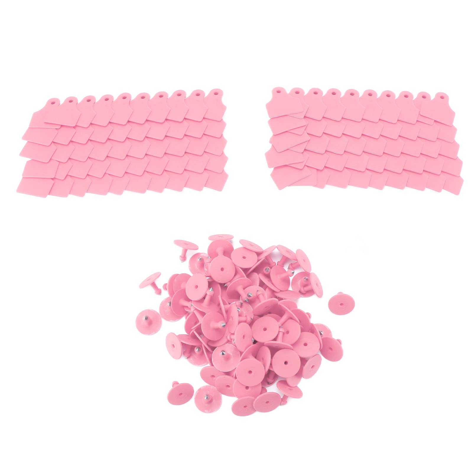 Wakects Etichetta Auricolare in Plastica per Orecchie di Maiale Vuota, 100 Set, 5 X 4 Cm, con Spilli Inclusi, per Ovini, Bovini, Suini, Identificazione del Bestiame, Allevamento Agricolo, (PINK)