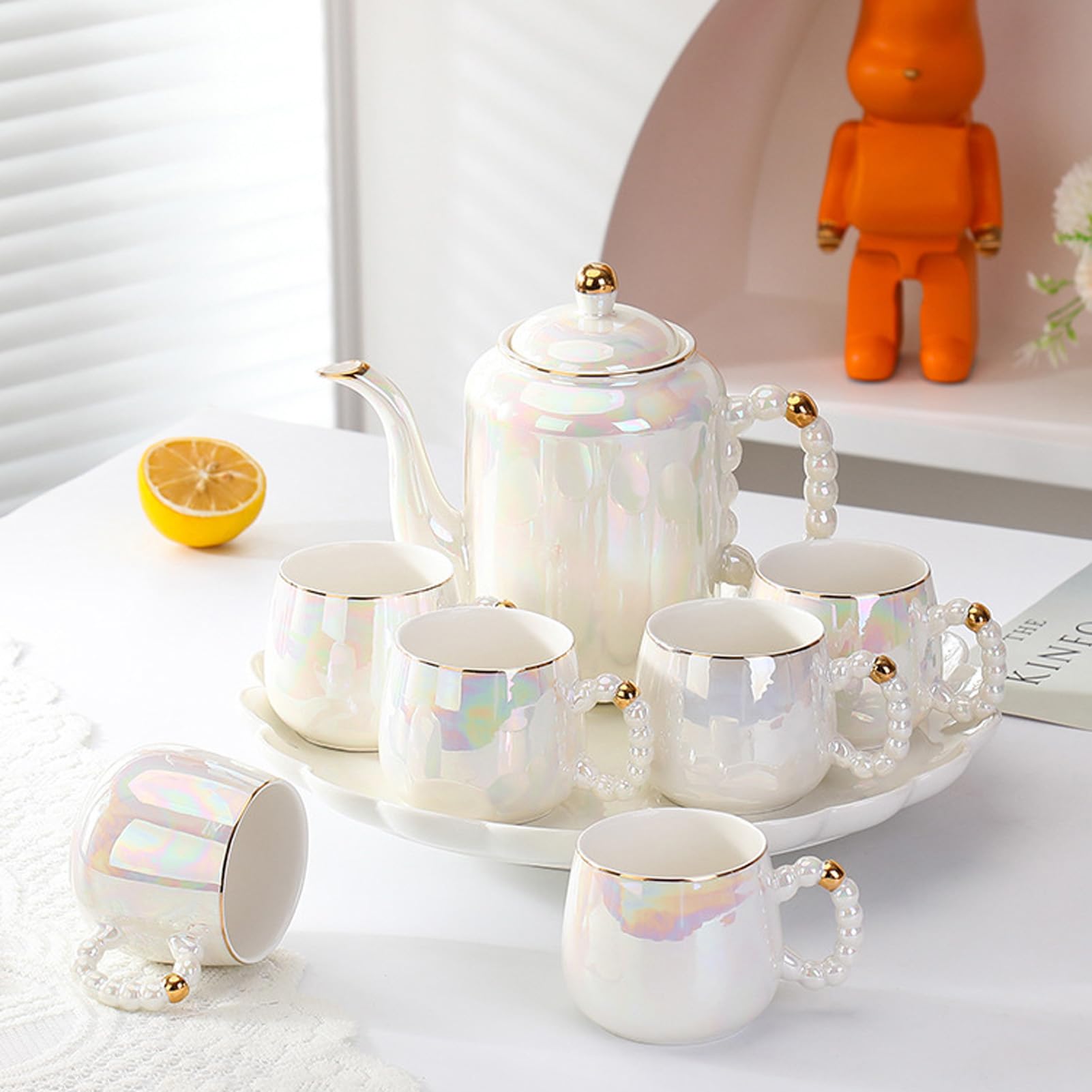 食器   Tea Set Amazon.com: TOERVIOZ White,B, Coffee Cup Set,Pearl White Porcelain