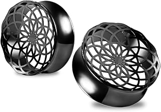 Vankula Ohr Flesh Tunnel Double Flared Plug Hohl Edelstahl für Gestreckte Expander Ohrpiercing 8mm bis 19mm