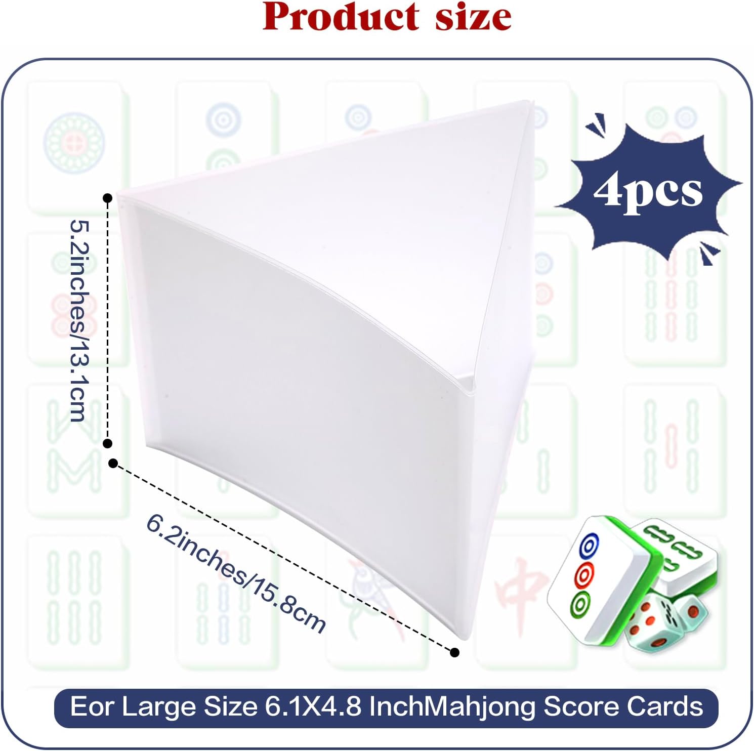 Frosted PVC Mahjong Card Sleeves - Waterproof Protectors for Mahjong Cards 2025, Soft Durable Cover fits 6.3x4.8 inch scorecard, Perfect for Mahjong Tile Set Gifts (Large-8(Included Cards))