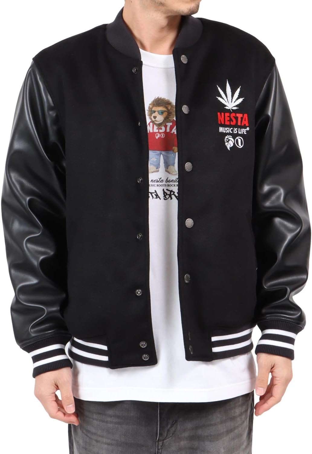 Amazon.co.jp: [ネスタ ブランド] ロゴ 刺繍 スタジャン メンズ ユニ