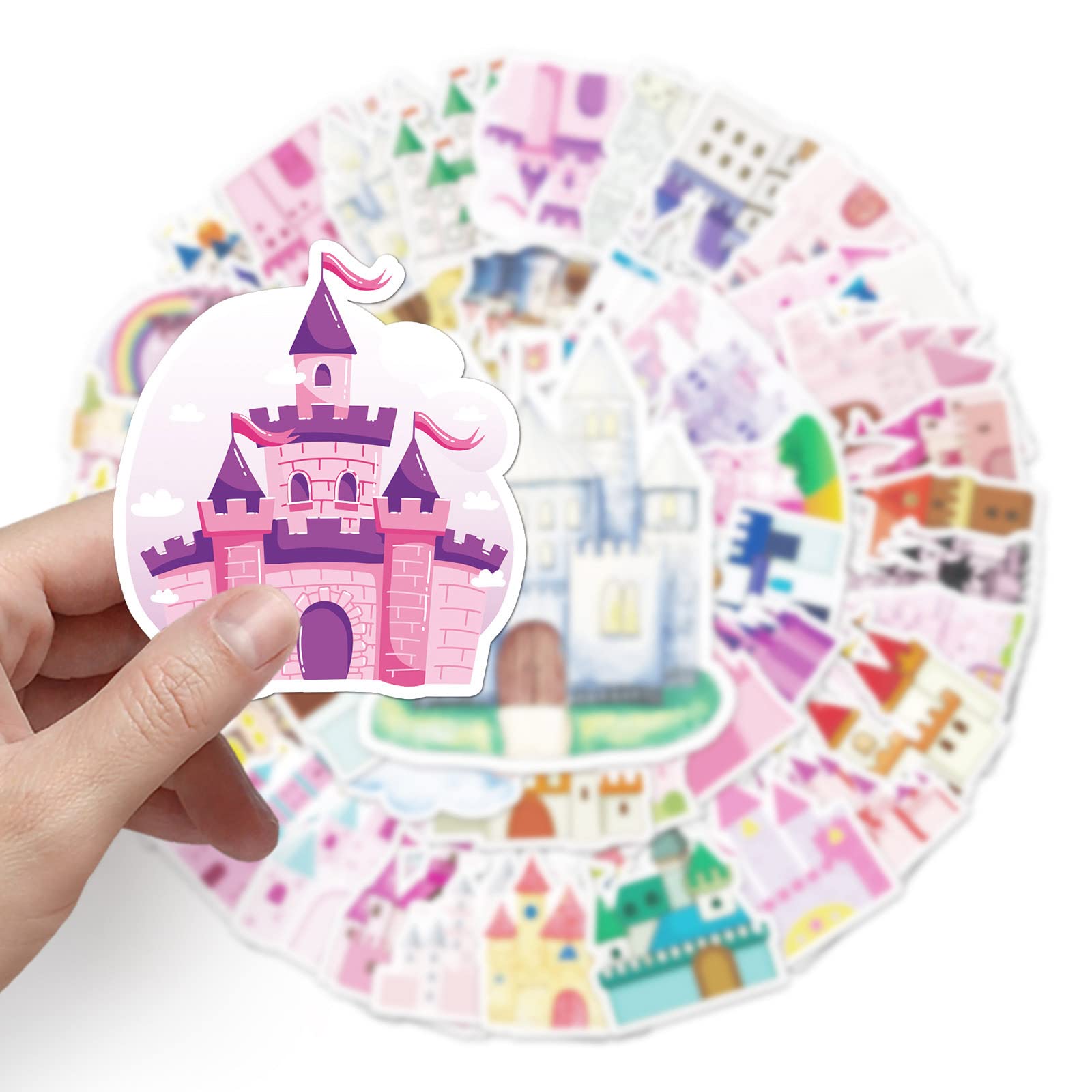Dslalaly Dream Castle Sticker Kids Sticker Prince Princess Romantic Fairy Tale Peel and Stick Decals for Kids(50PCS)