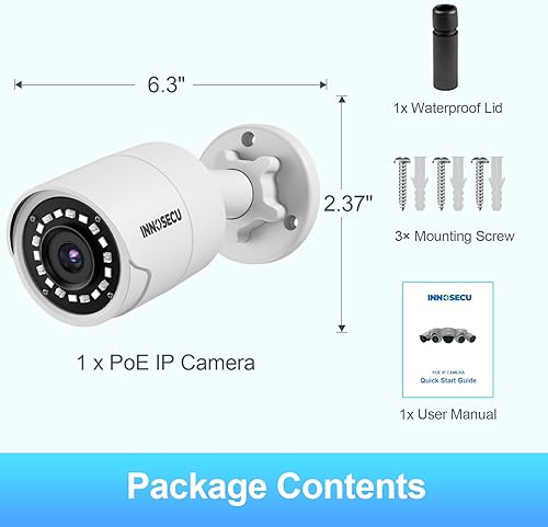 Miniatura 9 de Cámara IP PoE de 4 MP, cámara de vigilancia de seguridad para interiores y exteriores, IP6 impermeable, micrófono incorporado, lente de 0.110 in