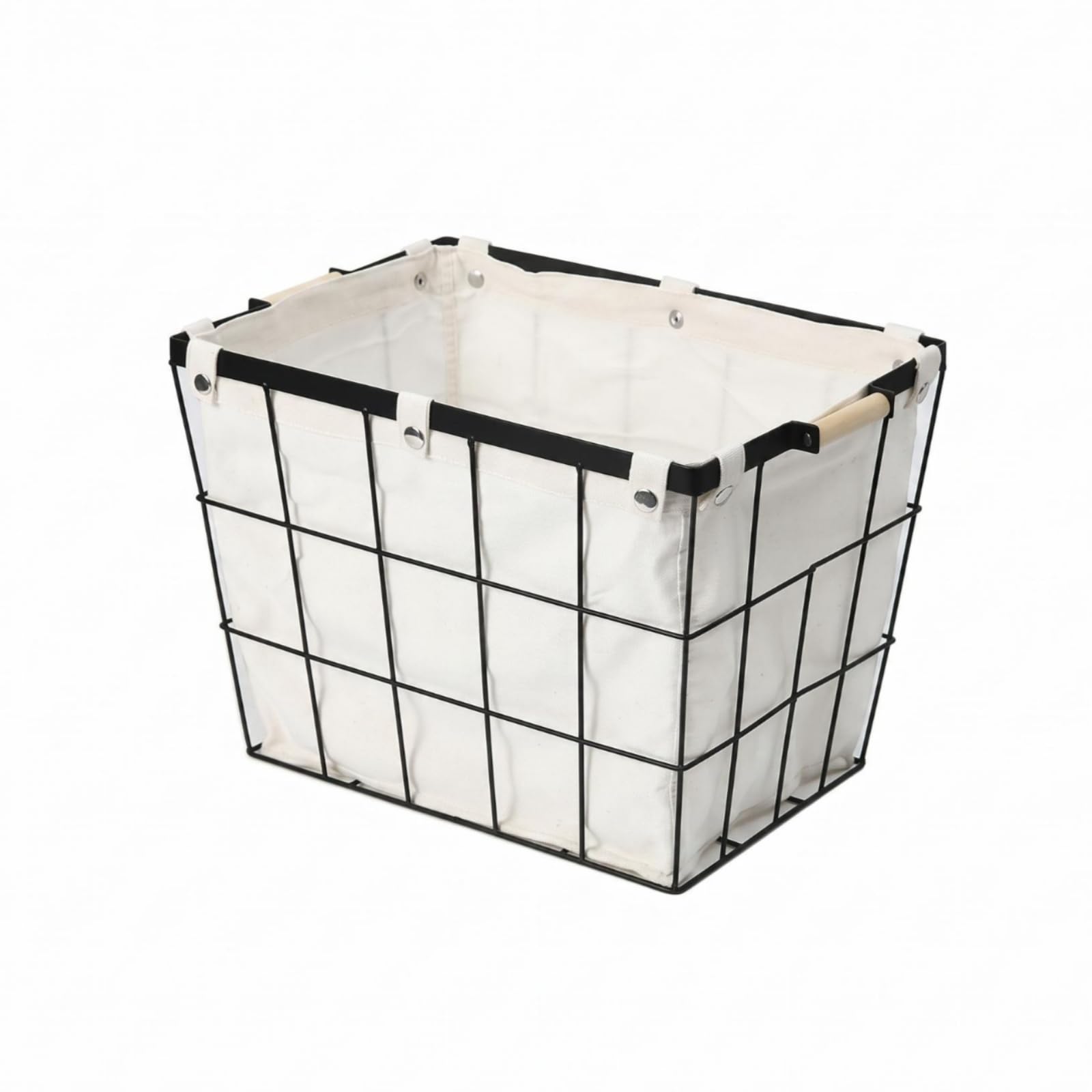 Milageto Cesta de Almacenamiento Cesta Organizador Canasta Contenedor con Forro de Tela Desmontable Rejilla de Metal Cómodas Adecuada para Ropa Baño Salón, Negro, Grande