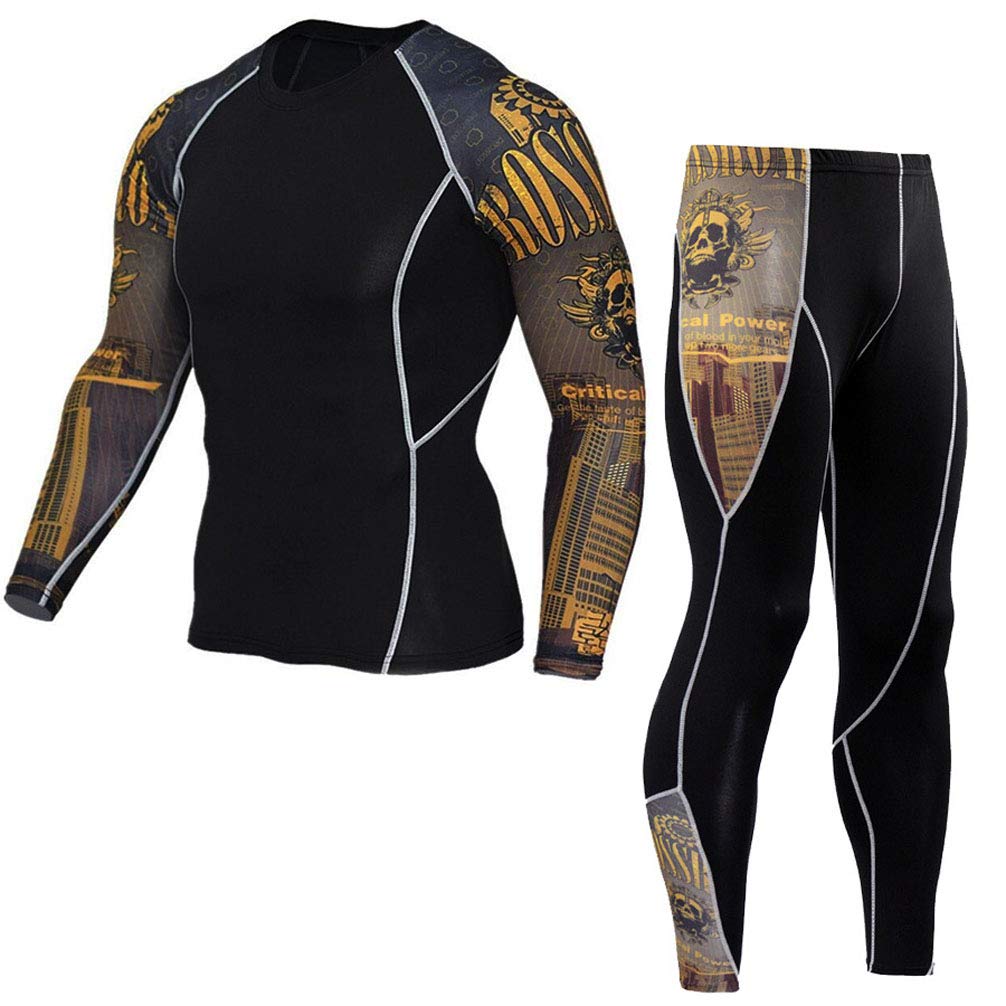 Męski zestaw odzieży sportowej z nadrukiem fitness dres do biegania stroje sportowe trening kolarski siłownia jogging kompresyjna koszula i spodnie dresowe legginsy, kolor4, 4XL
