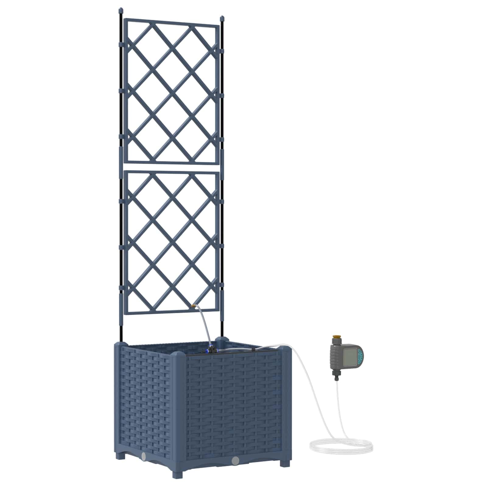Jardinière auto-arrosage - Gris - 40 x 40 x 142 cm - En plastique - Avec système d'arrosage intégré pour l'extérieur - Design moderne pour terrasse et jardin