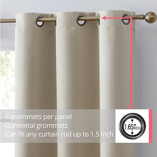 Miniatura 2 de HLC.ME Laurance - Cortinas opacas cortas de sombra completa, aislamiento térmico, bloqueo de luz, cine en casa, con ojales, para cualquier