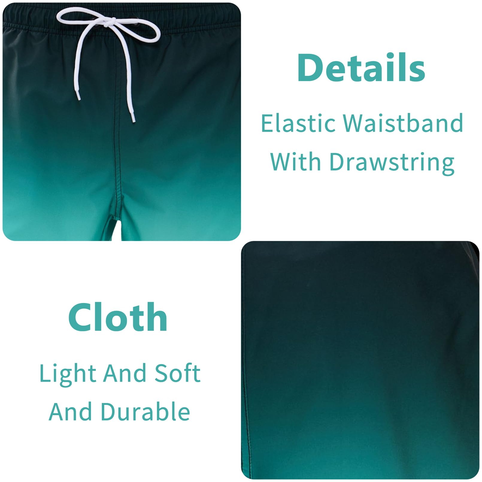 Vorvowry Costume Uomo Mare Calzoncini Asciugatura Rapida Costumi da Bagno Impermeabile Boxer con Tasca Estivi Pantaloncini Uomo Colore Sfumatore per Nuoto Corsa Fitness