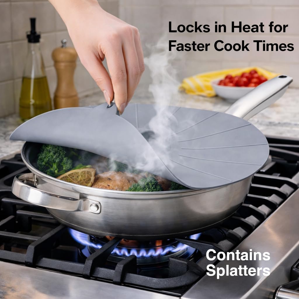HIC Kitchen Cooking and Storage Lids, High-Heat Silicone, Set of 3