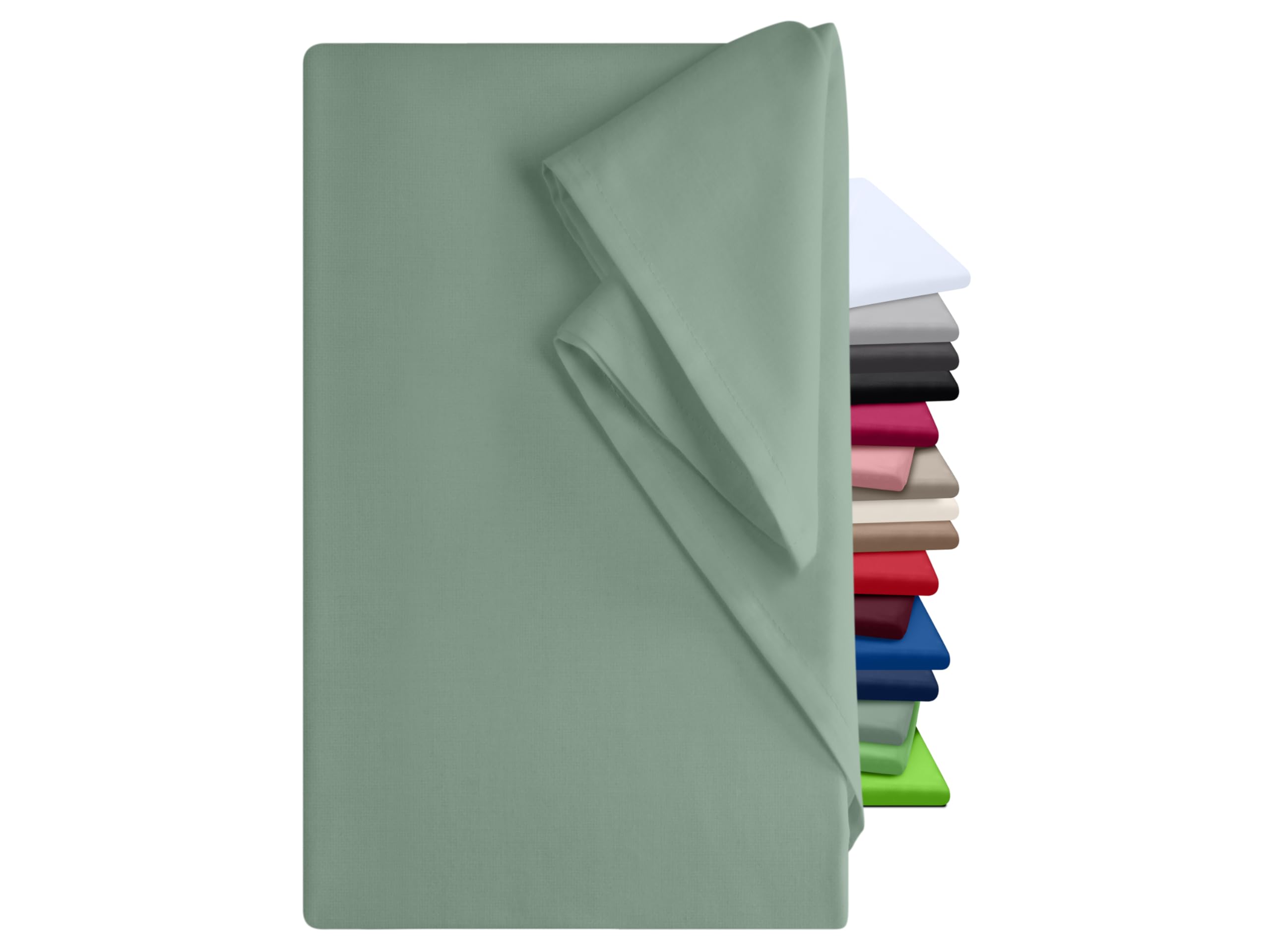 npluseins Bettlaken 240x275cm Leintuch ohne Gummizug Tuch ist ideal Terrasse Reisen Camping und Tischtuch - Wohnmobil Laken - Betttuch ohne Gummizug 100% Baumwolle, ca. 240 x 275 cm, Salbei