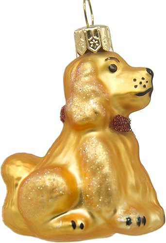 Adornos de animales de perro de vidrio soplado CDL de 3 pulgadas para árbol de Navidad (3 pulgadas, Cocker Spaniel G03)
