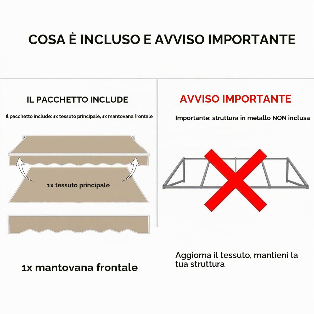 Tende Da Sole A Bracci Estensibili Per Balcone Esterno Patio Telo Di Ricambio Per Tenda Da Sole Retrattile Tessuto Di Ricambio Impermeabile Antistrappo(Yellow white,360x300cm)