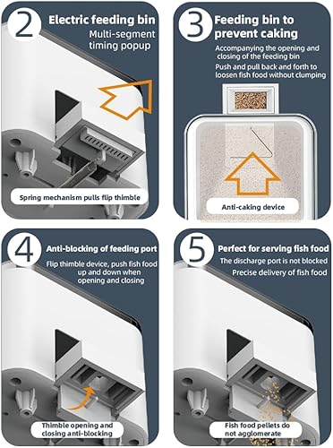 Miniatura 6 de Weytoll Alimentador automático de peces con sincronización inteligente WiFi, comedero de peces de colores para acuario con gran capacidad de 3.4 fl