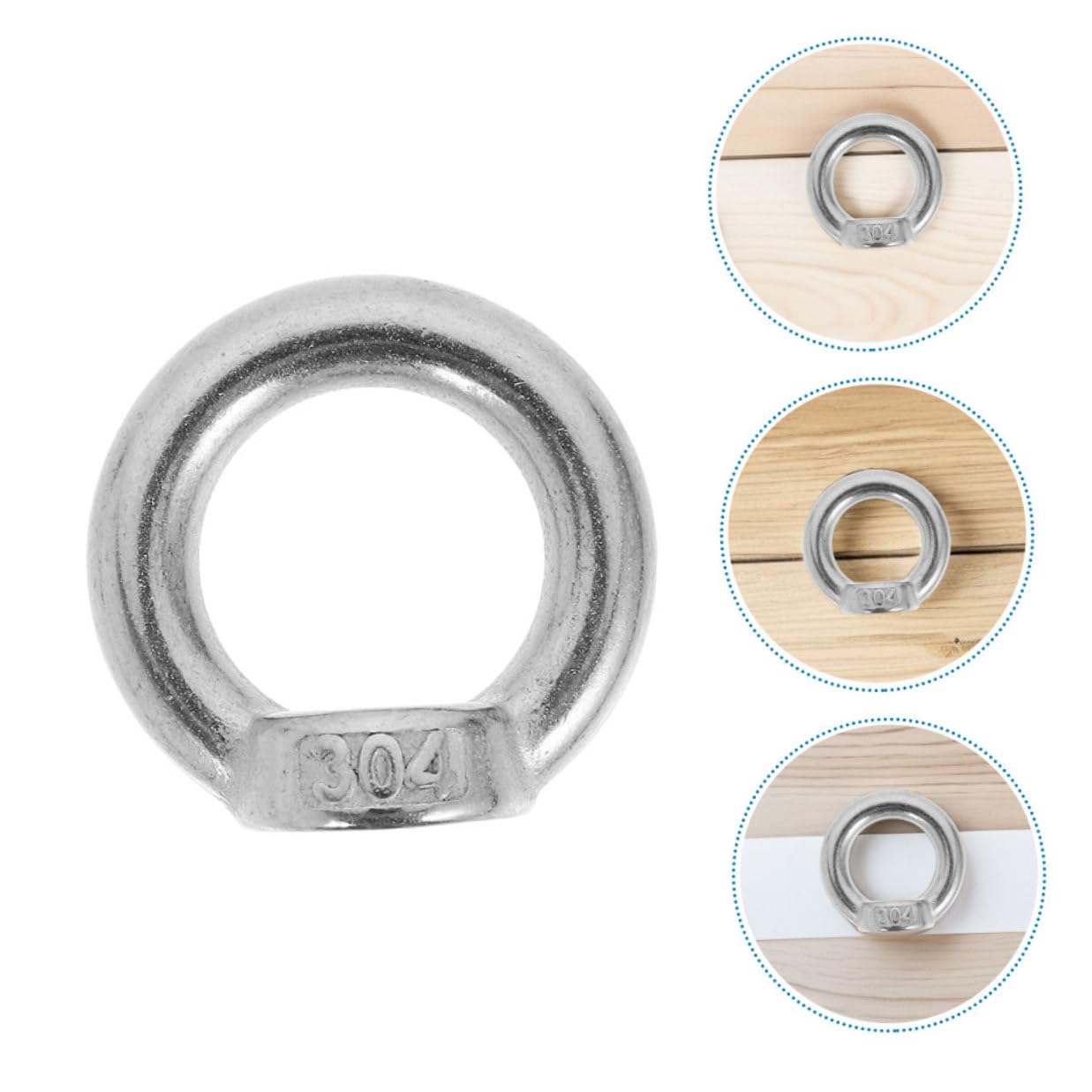 Vaguelly 8pcs 304 Stainless Steel M8 Marine Eye Nut Threaded Ring Fasteners Heavy Duty Rigging Hardware for Hoisting and Outdoor Industrial Use