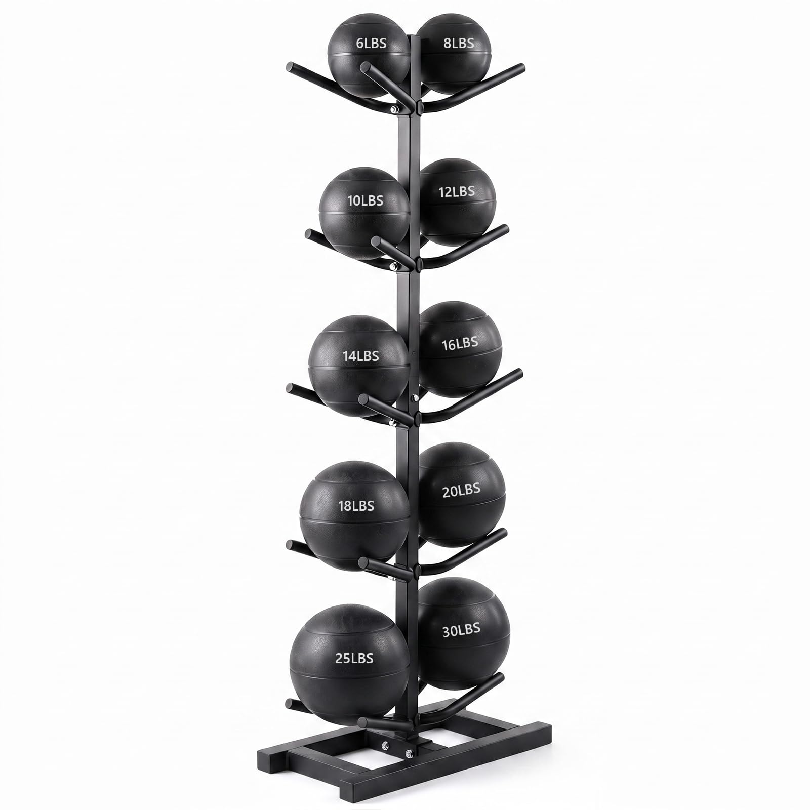 Medicine Ball Rack Metal Durable Tree Holder, 19.7'' X 10'' X 64.5'', Black