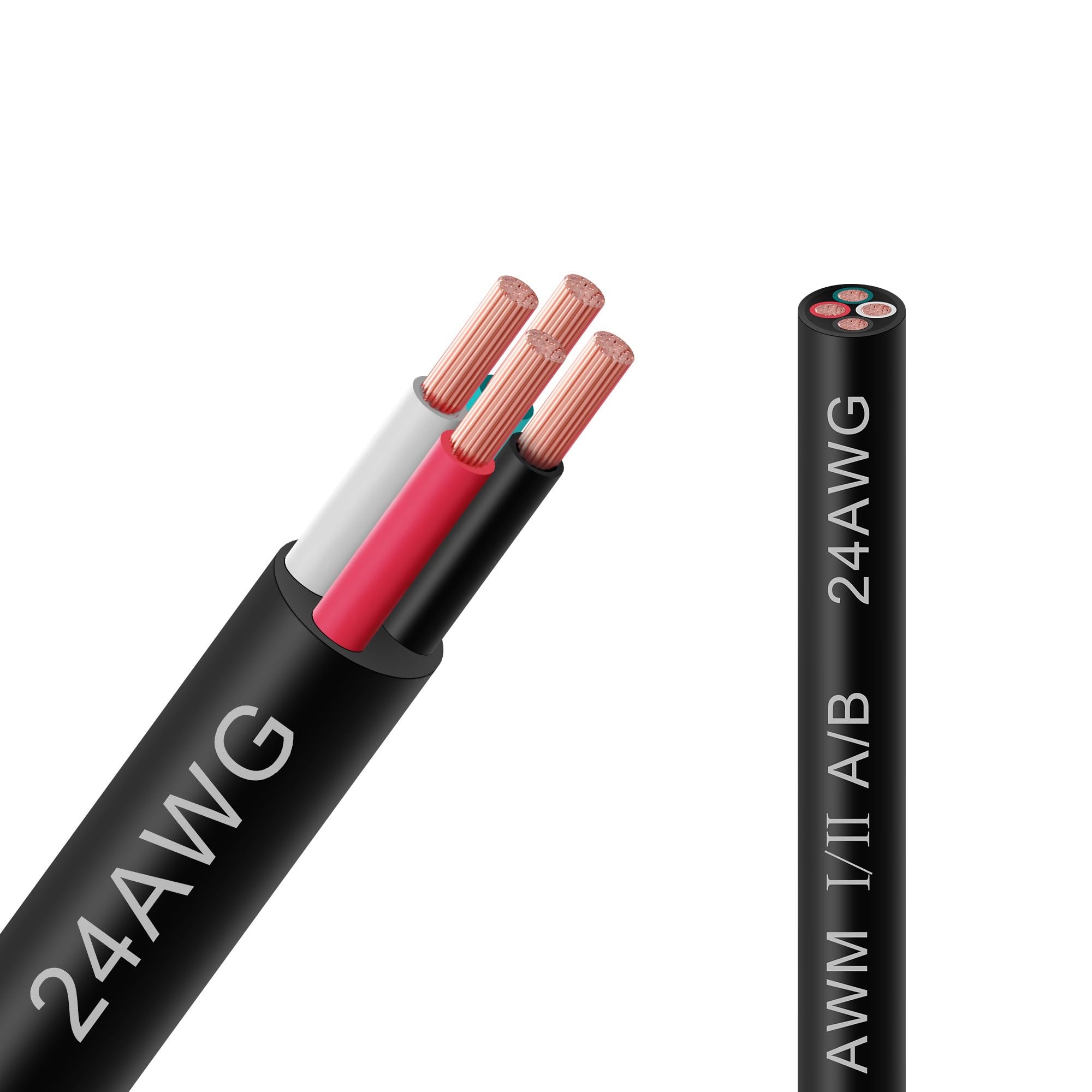 SPTDACSFP 24/4 Gauge Electrical Wire 4 Conductor Extension Cable 25 Foot UL2464 Oxygen Free Stranded Tinned Copper Wire Low Voltage LED Cable for LED Lamps Automotive