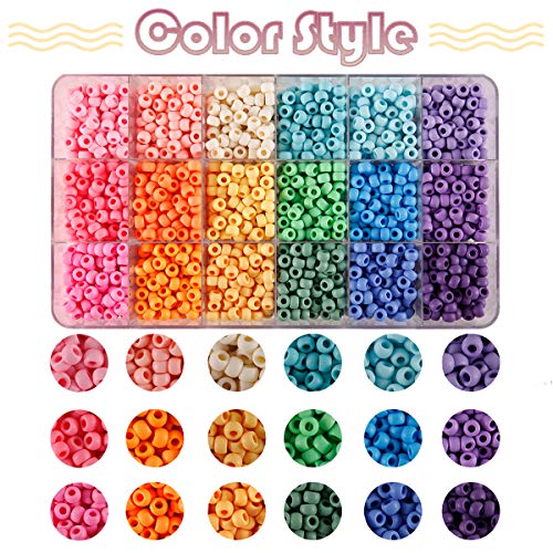 Image of 2600+pcs Pony Beads Kit, 18 Color Rainbow Kandi Beads Set, Multicolor Matte Plastic Jewelry Making Kit for DIY Craft Friendship Bracelet Necklace Key Chain