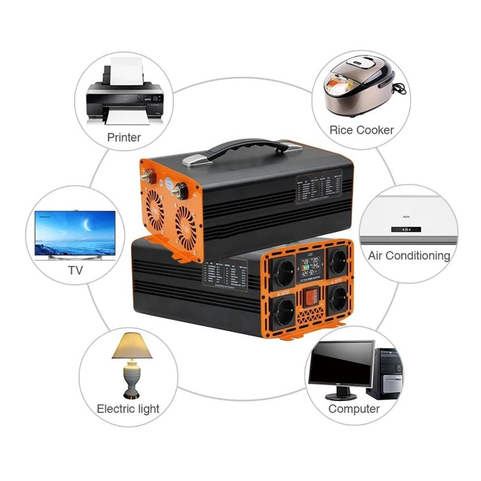 Power Inverter Inversor Corriente Inversor Onda Sinusoidal Pura 7000 W Y 9000 W CC 12 V/24 V A CA 220 V 50 Hz Convertidor para Coche Hogar Y Autocaravana.(9000W 12V)