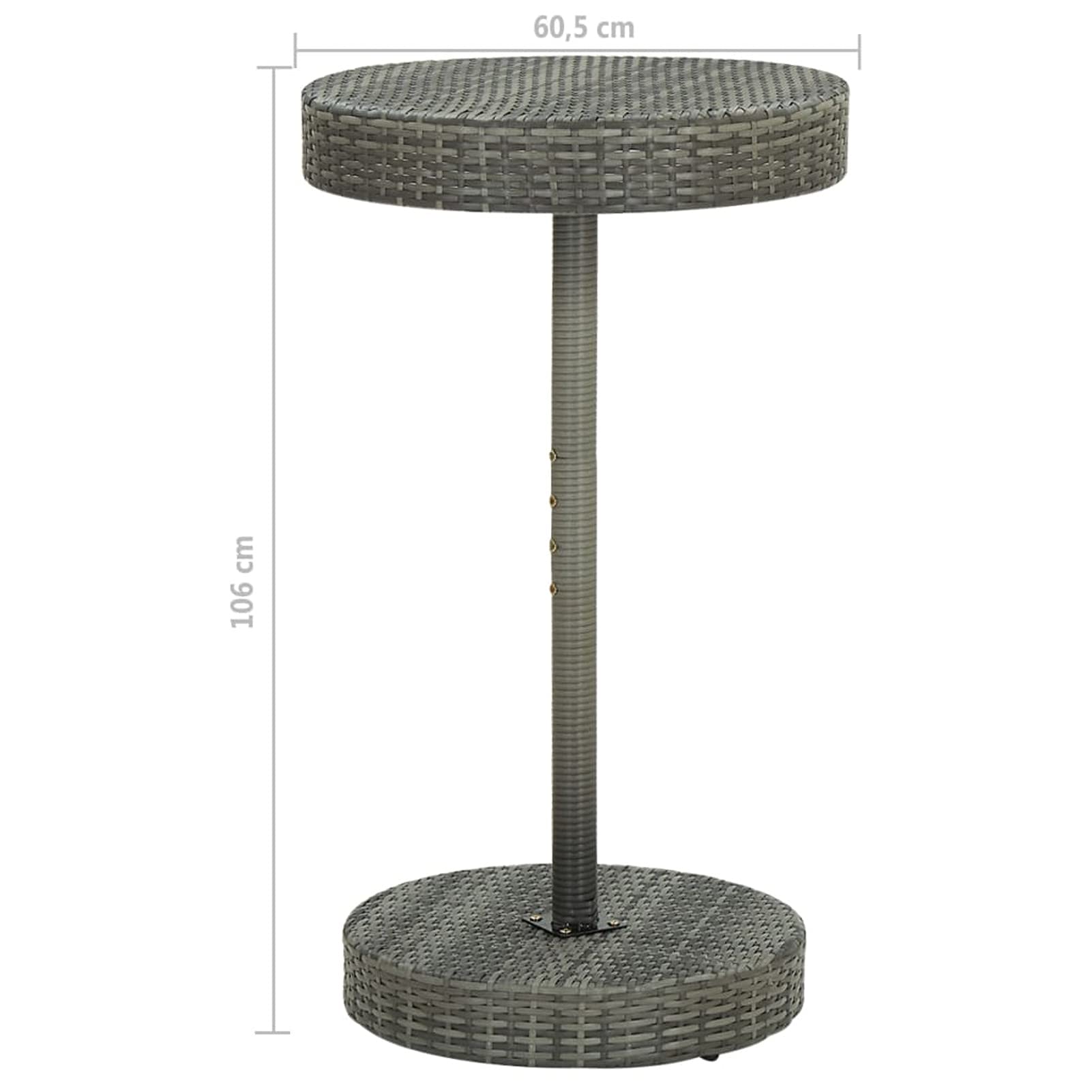 Tidyard Table de Jardin, Table Haute de Bar, Table de Bistrot, Table à Café Table à thé Gris 60,5x106 cm Résine tressée