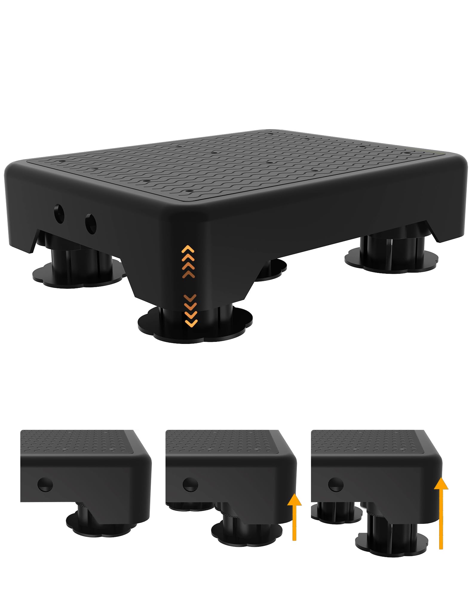 Adjustable Step Stool for Adults, Toddler Step Stools, 600 LBS Capacity Non-Slip Safety Step Platform for Elderly, Portable Stair Assist for Cars, Bedside, Kitchen, and Shower, Black