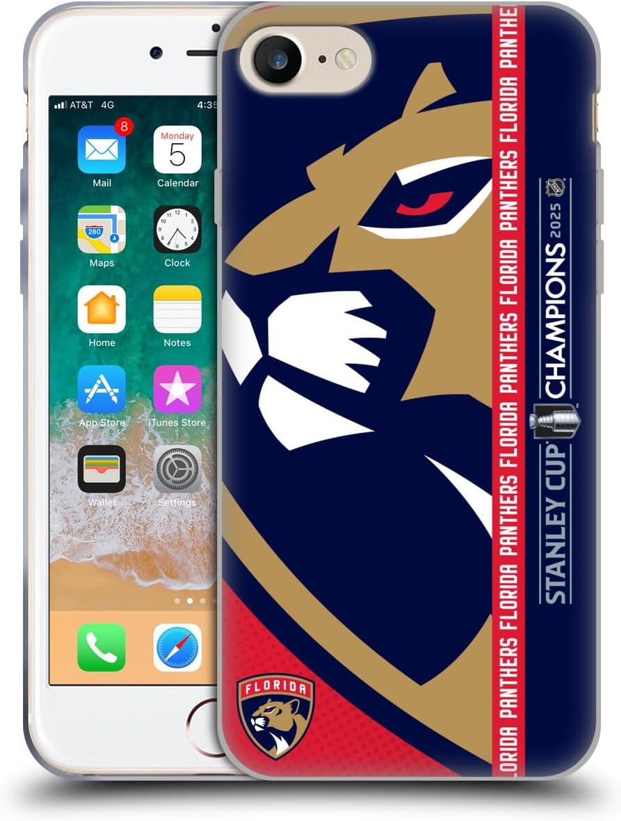 Head Case Designs Officially Licensed NHL Florida Panthers Oversized 2025 Stanley Cup Champions Gel Case [Military Grade Protection] Compatible with Apple iPhone 7/8 / SE 2020 & 2022