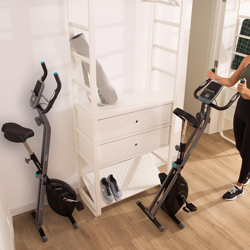 Cecotec Bicicletta Stazionaria Pieghevole con Volano X-Bike, Sistema Silence Fit, Con e Senza Schienale, Manubrio e Sella Regolabili, Cardiofrequenzimetro, Display LCD, Supporto Dispositivi, Ruote.