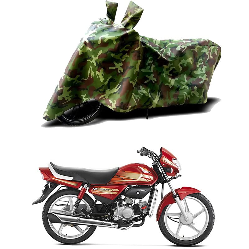 Image of 100% Water Resistant Bike Scooty Two Wheeler Body Cover Compatible for Hero HF Deluxe Kick /UV-Rays /Heat Protection /Birds Dropping /Scratchproof /Dust Proof /Waterproof /All Varient[Green MJ]