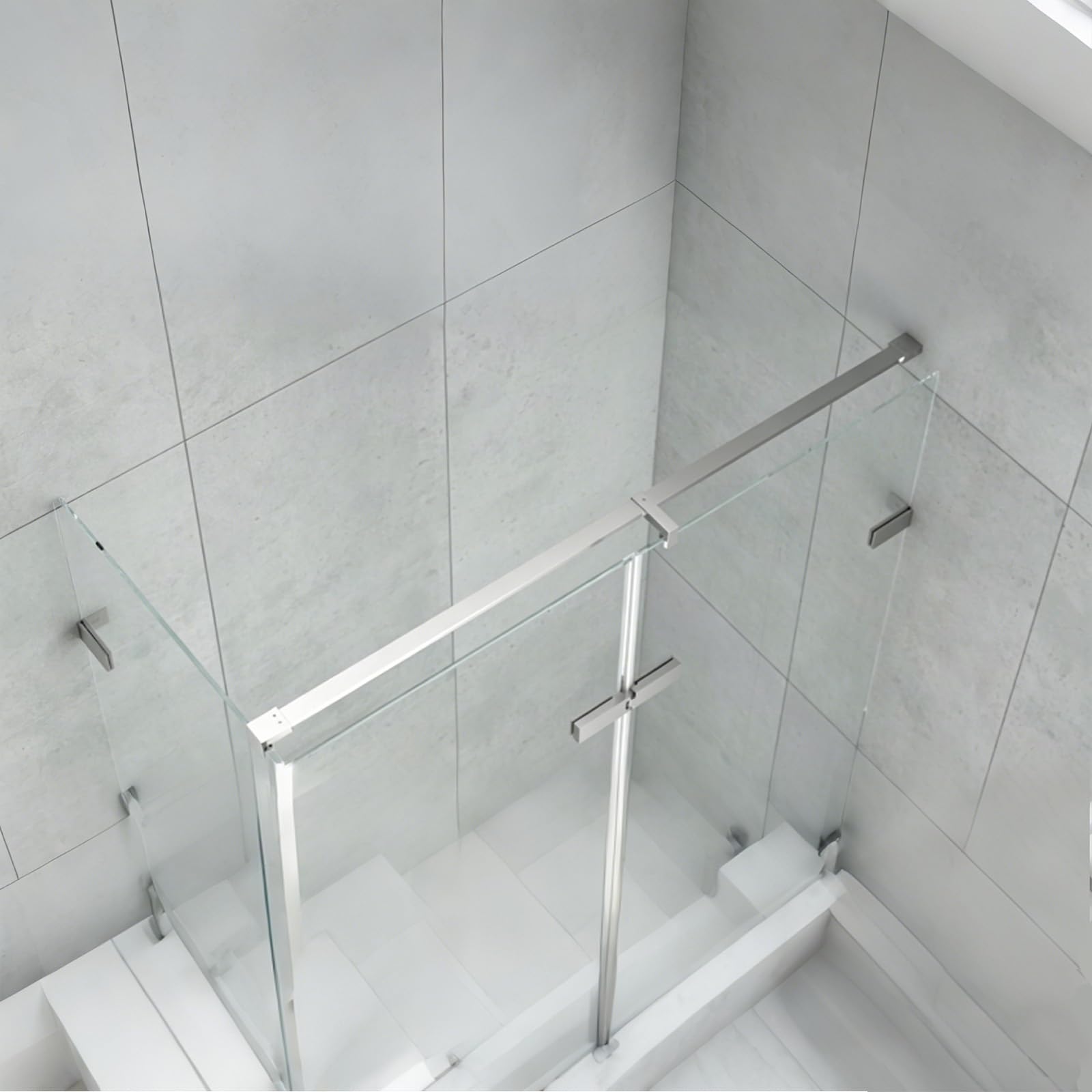 LZMZMQ Stainless Steel Glass Door Stabilizer Bar 100 150 200 Cm, Frameless Shower Doors Bracket for Glass Wobbling, Shower Screen Door Fixed(Silver,150cm/59in)
