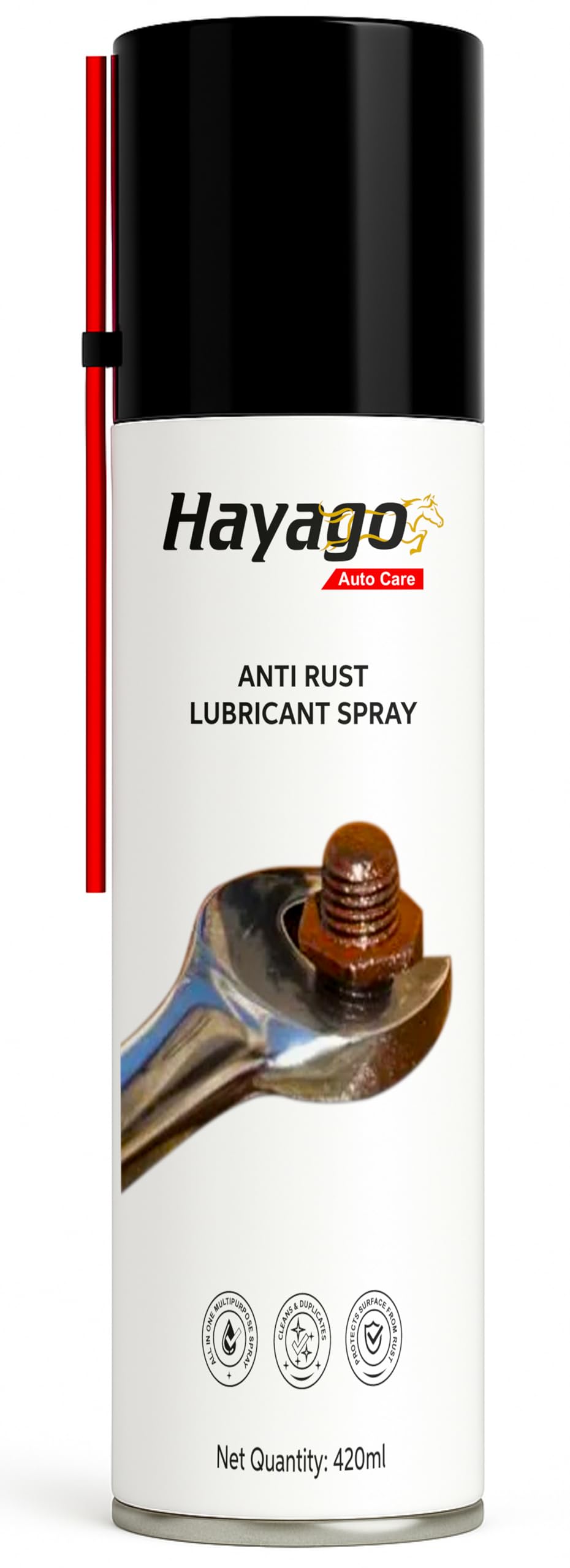 Hayago - Anti-Rust Spray (420ml) | Ultimate Rust Protection for Cars & Bikes | Powerful Anti-Corrosion & Rust Remover | Multi-Surface Rust Defender Spray