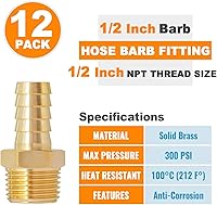 Vista 22 de SUNGATOR - Juego de 12 accesorios para tubería de latón, accesorios para manguera