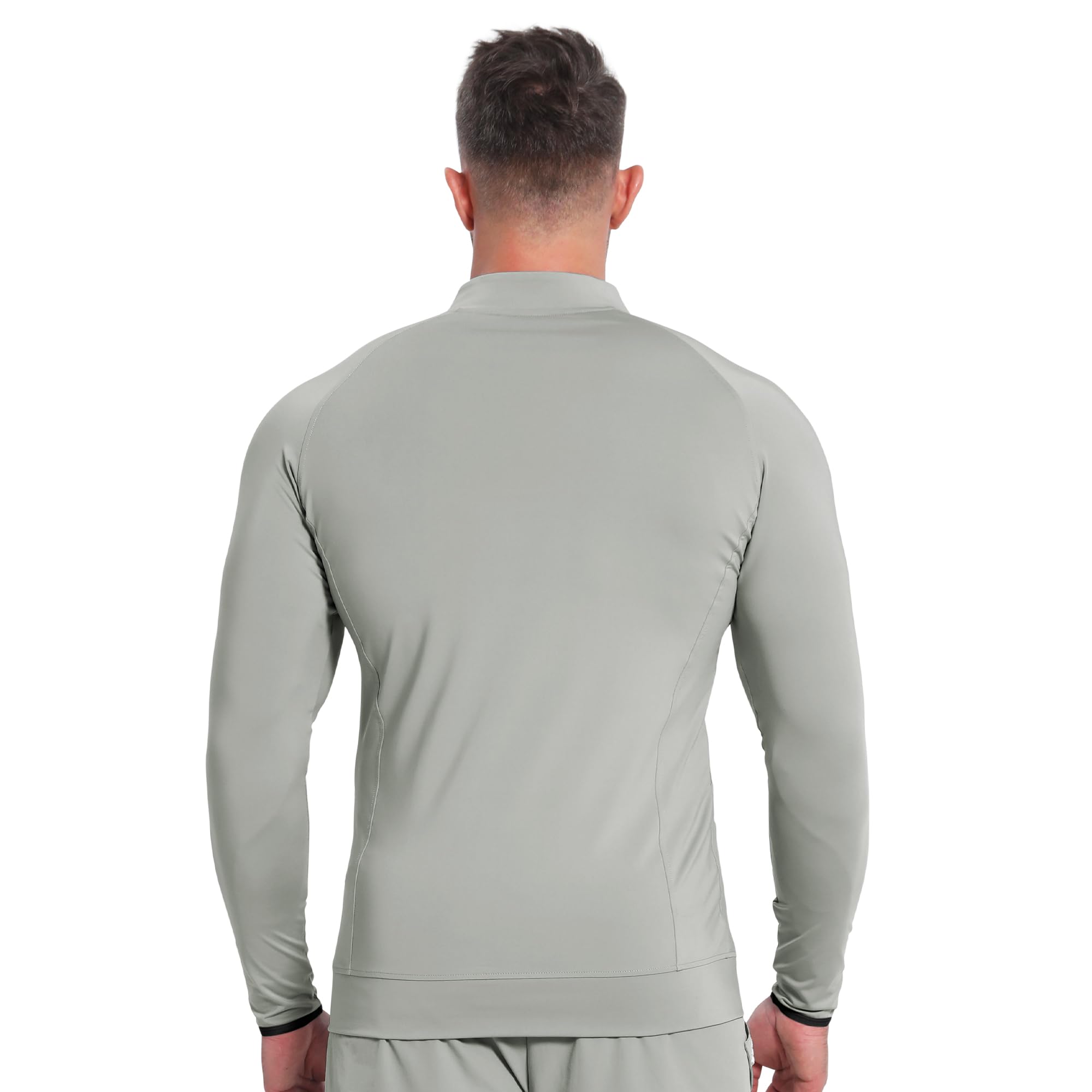 BROKIG WindBreak - Sudadera deportiva de manga larga con cremallera de 1/4 para hombre, ligera, para exteriores, UPF 50+, con bolsillos