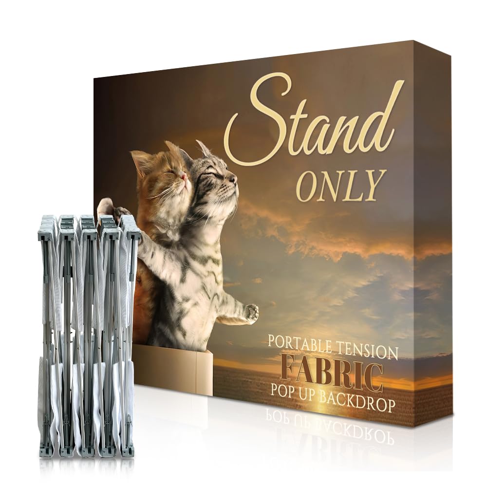Nocntcro 7.5x7.5 FT Tension Fabric Pop Up Display Stand - Portable Aluminum Double-Sided Trade Show Backdrop for Weddings & Events, Lightweight -