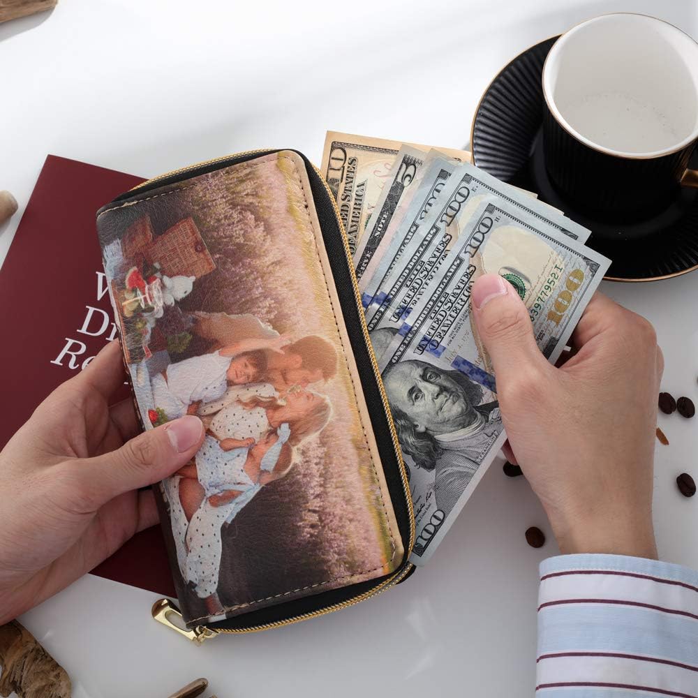Gemszoo Custom Photo Wallet Personalized Pu Leather Picture Zipper Purse Credit Card Clutch (Large) - Image 3