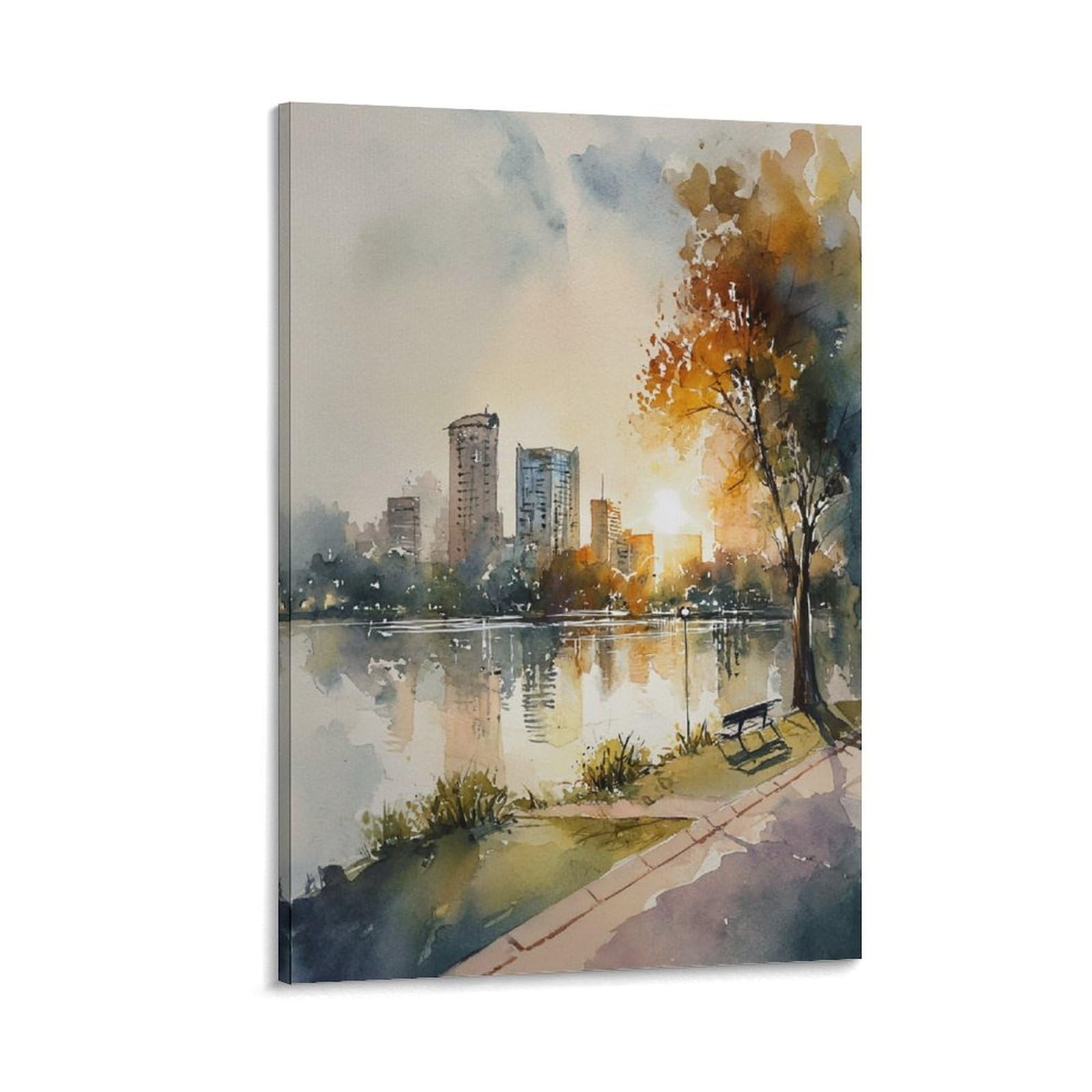 LCYNNH Orlando City Watercolor Painting 24x36inch(60x90cm) Vintage Travel Poster Watercolor Canvas Art